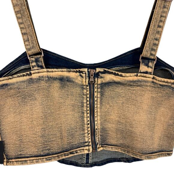 American Bazi Dyed Acid Copper Denim Corset Top NWT XL Castlecore Whimsygoth - Picture 6 of 10